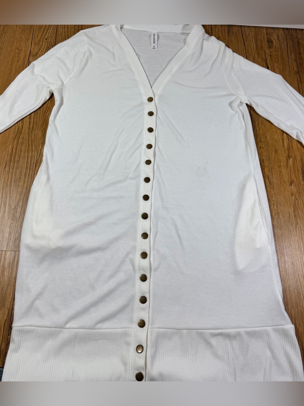 Zenana Outfitters Cardigan Womens XL White Long Snap Front Sweater Duster